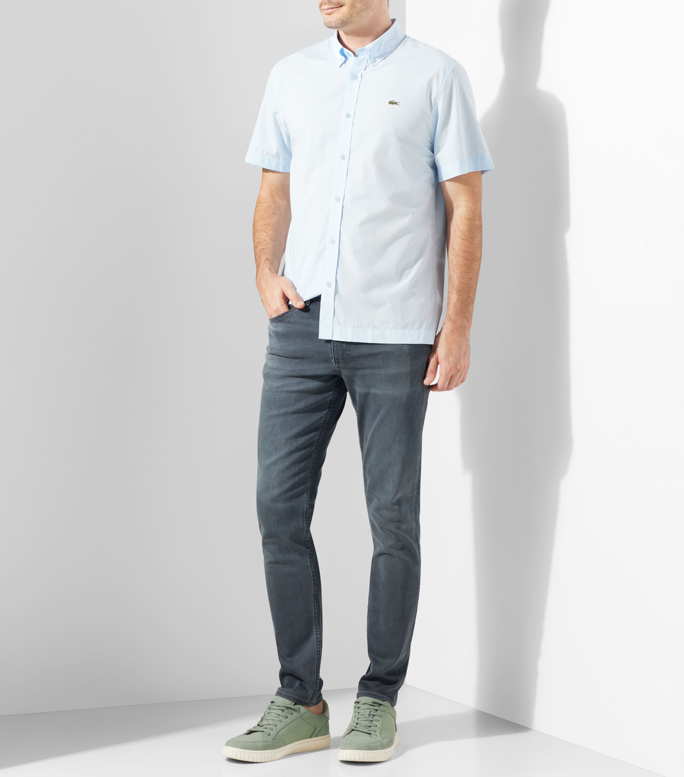 Camisa lisa manga corta Hombre
